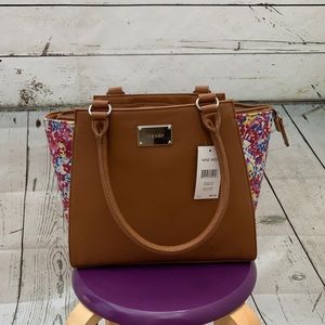 Nine West | Side Striped Faux Leather Satchel